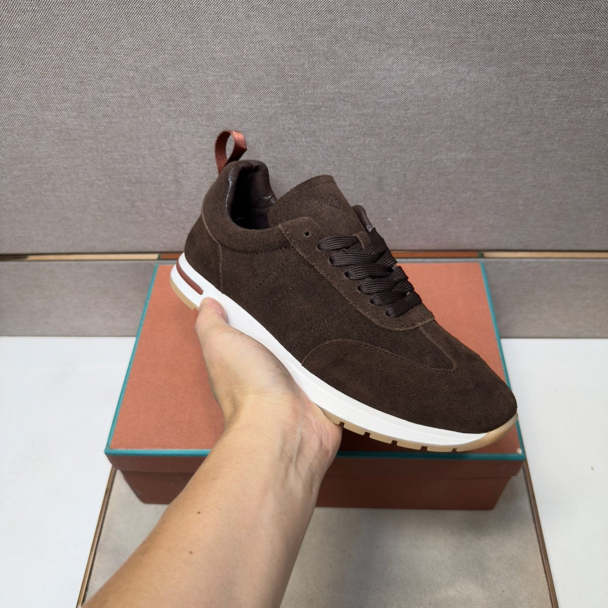 Men's Dark Brown Paneled Sneakers